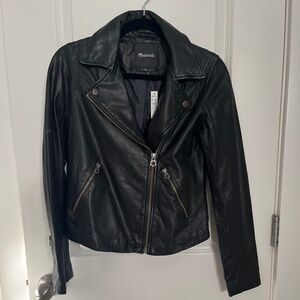 NWT Madewell Washed Leather Jacket - Size Small - Black